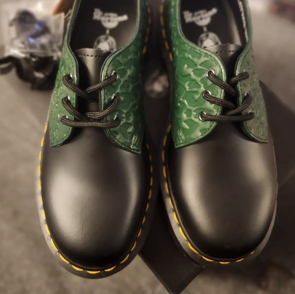 Dr. Martens Collab X-girl 1461 Bex RARE 8 Green Leopard black Embosses Platform - Picture 4 of 16